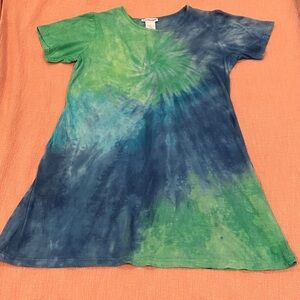 Tie-Dye medium Midi Dress - Blue and Green tie dye